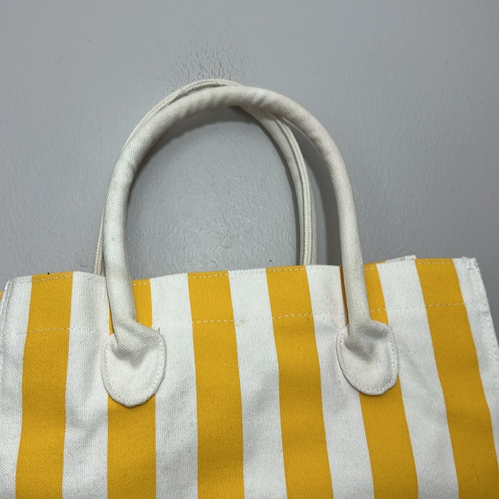 Giorgio Beverly Hills Yellow and White Striped Tote - Picture 3 of 7